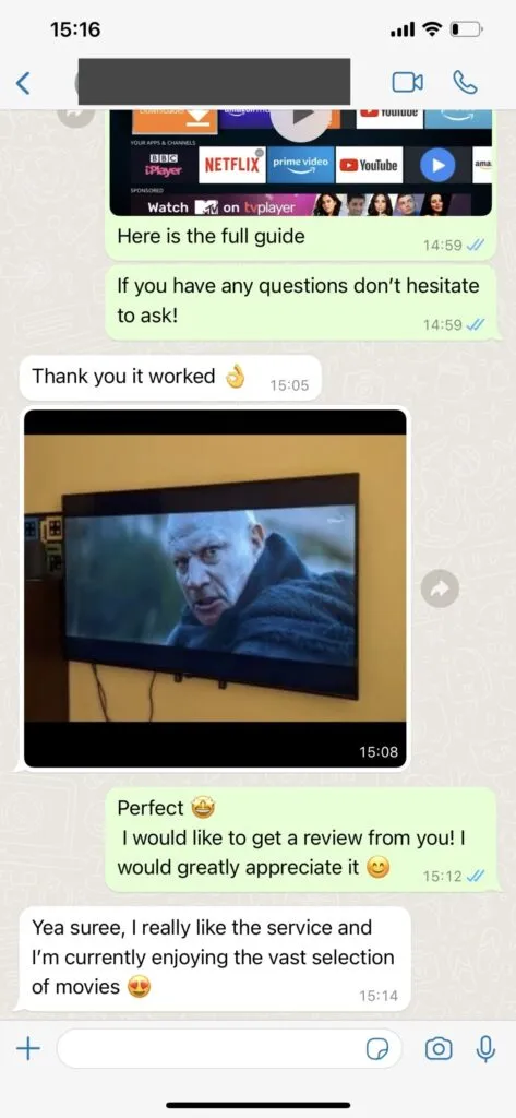 Screenshot klantactivatie via WhatsApp 1